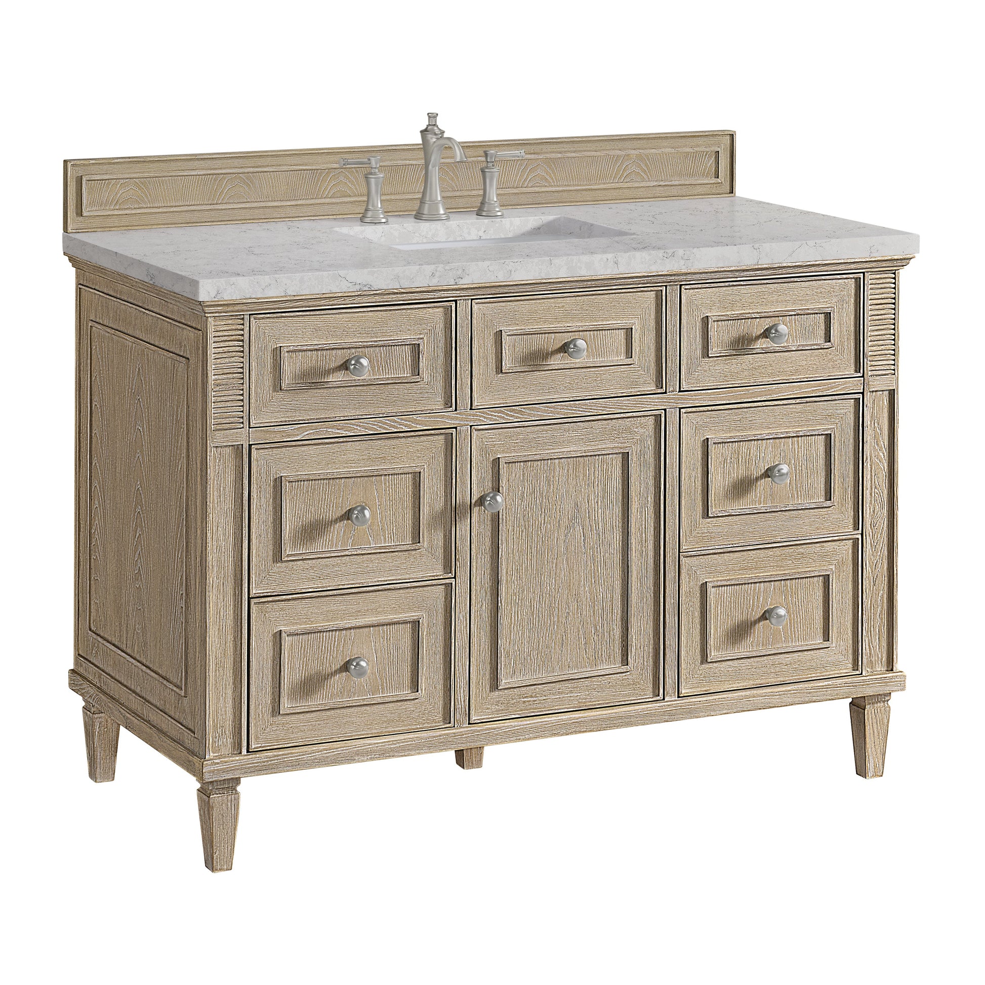 James Martin Vanities Lorelai 48" Whitewashed Oak Single Vanity With 3 CM Eternal Jasmine Pearl Quartz Top