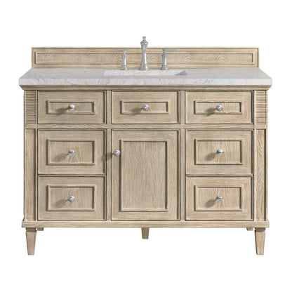 James Martin Vanities Lorelai 48" Whitewashed Oak Single Vanity With 3 CM Eternal Jasmine Pearl Quartz Top