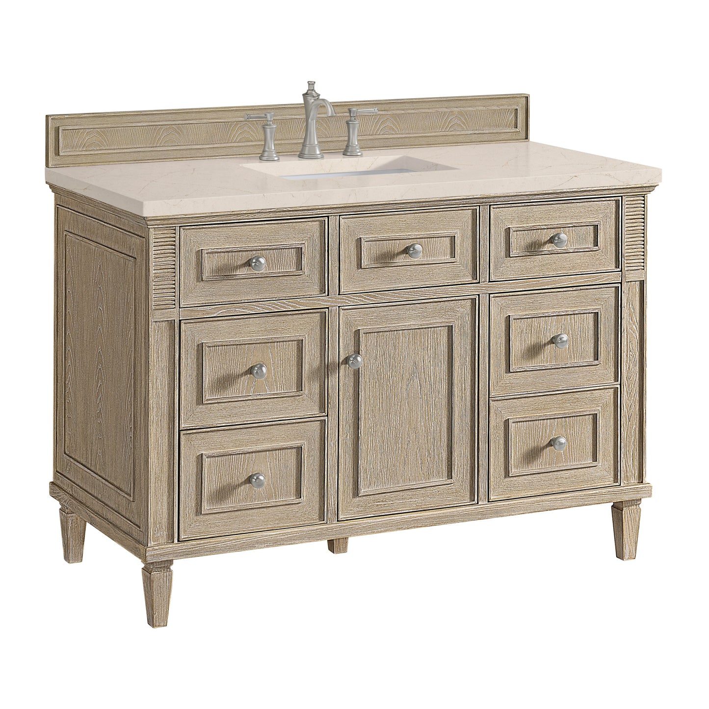 James Martin Vanities Lorelai 48" Whitewashed Oak Single Vanity With 3 CM Eternal Marfil Quartz Top