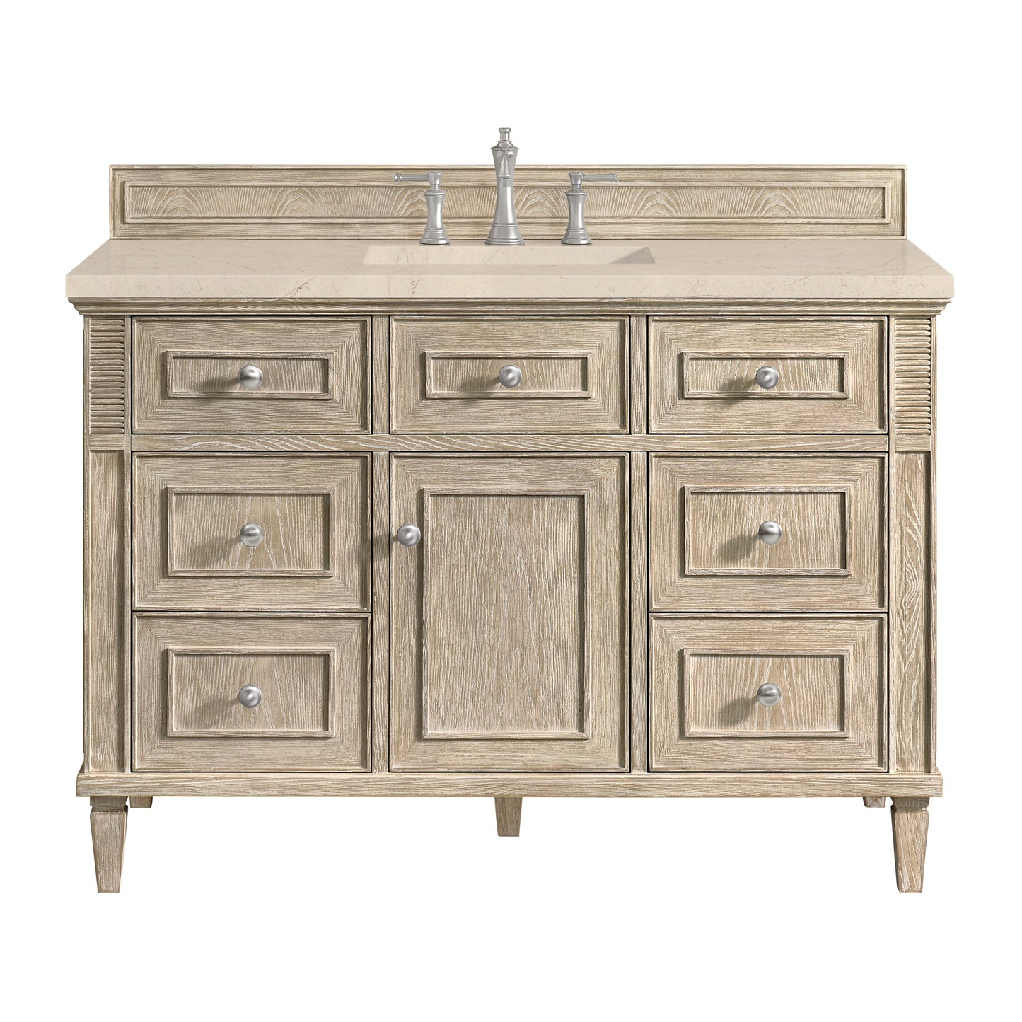 James Martin Vanities Lorelai 48" Whitewashed Oak Single Vanity With 3 CM Eternal Marfil Quartz Top