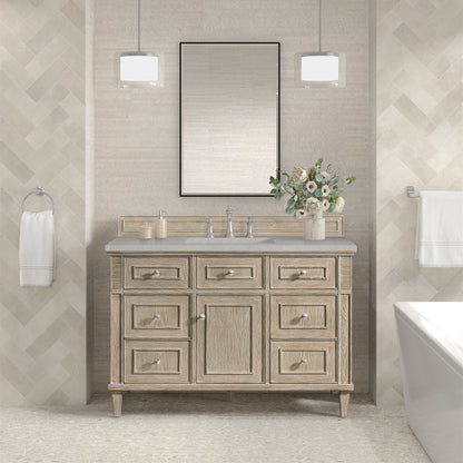 James Martin Vanities Lorelai 48" Whitewashed Oak Single Vanity With 3 CM Eternal Serena Quartz Top