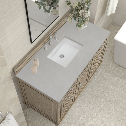 James Martin Vanities Lorelai 48" Whitewashed Oak Single Vanity With 3 CM Eternal Serena Quartz Top