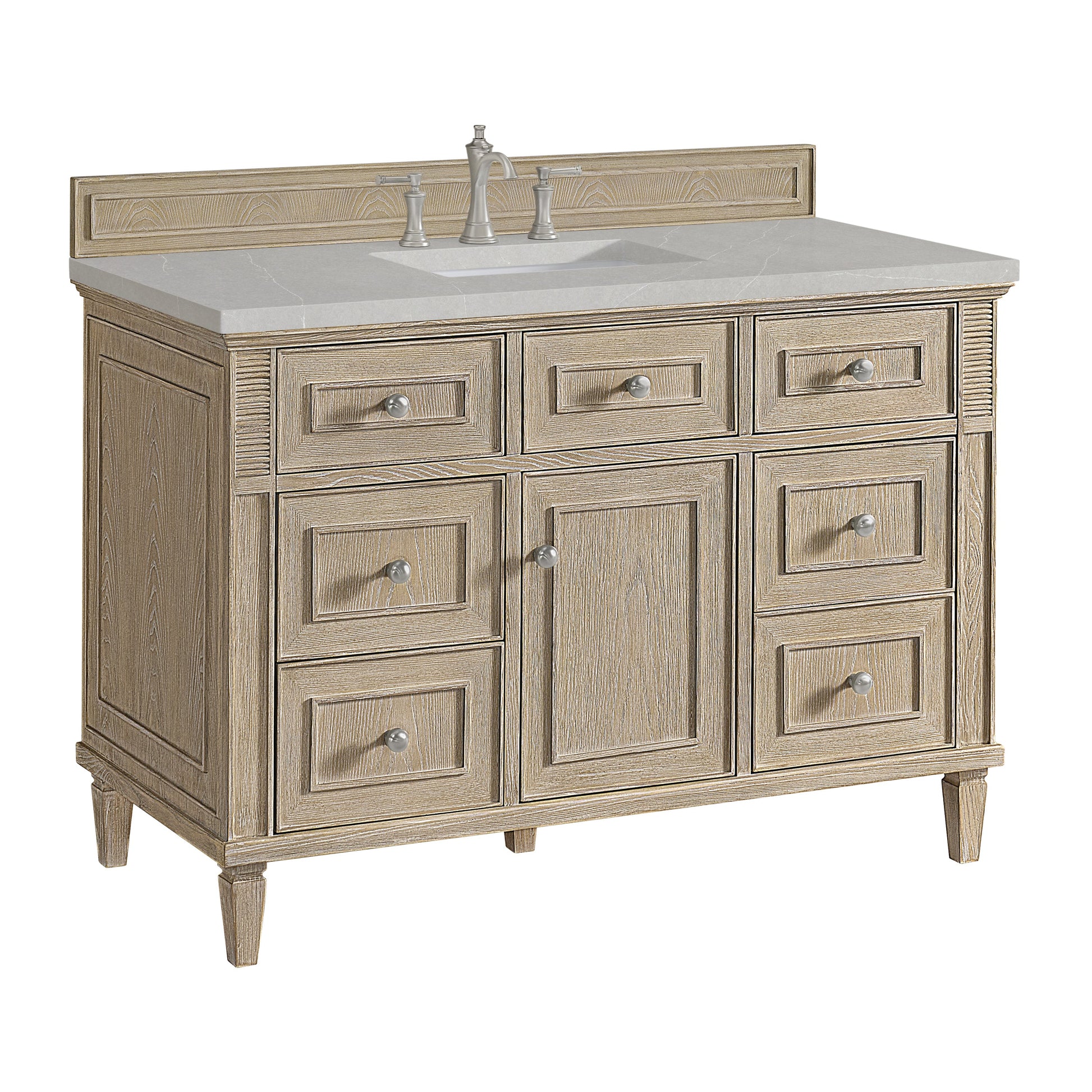 James Martin Vanities Lorelai 48" Whitewashed Oak Single Vanity With 3 CM Eternal Serena Quartz Top