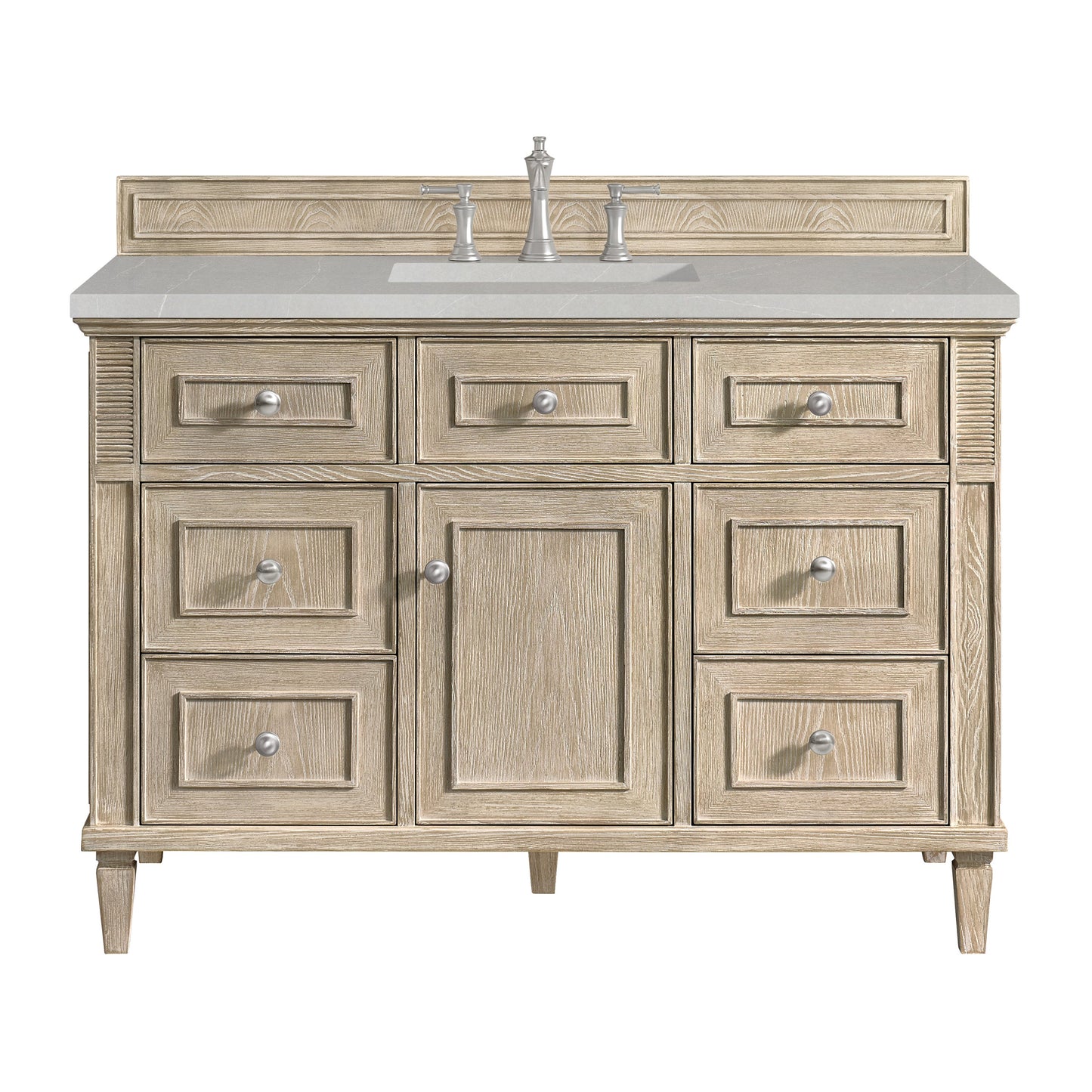 James Martin Vanities Lorelai 48" Whitewashed Oak Single Vanity With 3 CM Eternal Serena Quartz Top