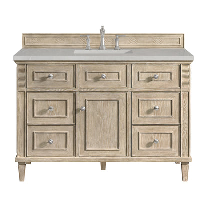 James Martin Vanities Lorelai 48" Whitewashed Oak Single Vanity With 3 CM Eternal Serena Quartz Top