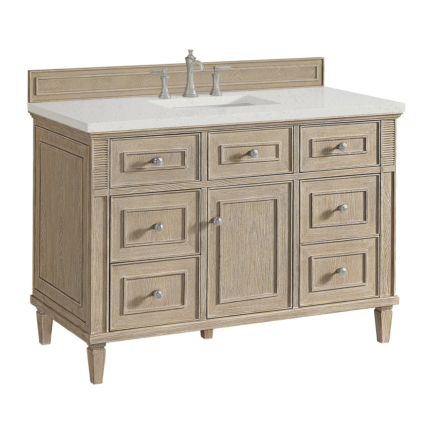 James Martin Vanities Lorelai 48" Whitewashed Oak Single Vanity With 3 CM Lime Delight Quartz Top