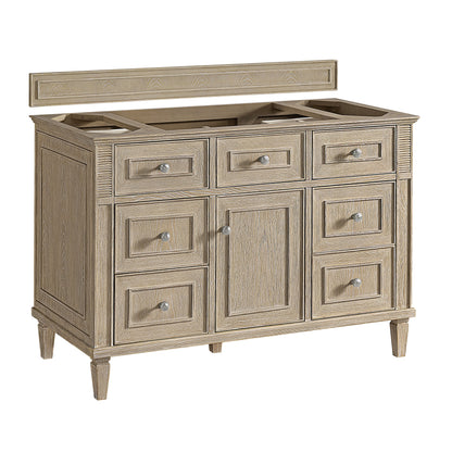 James Martin Vanities Lorelai 48" Whitewashed Oak Single Vanity With 3 CM Parisien Bleu Quartz Top