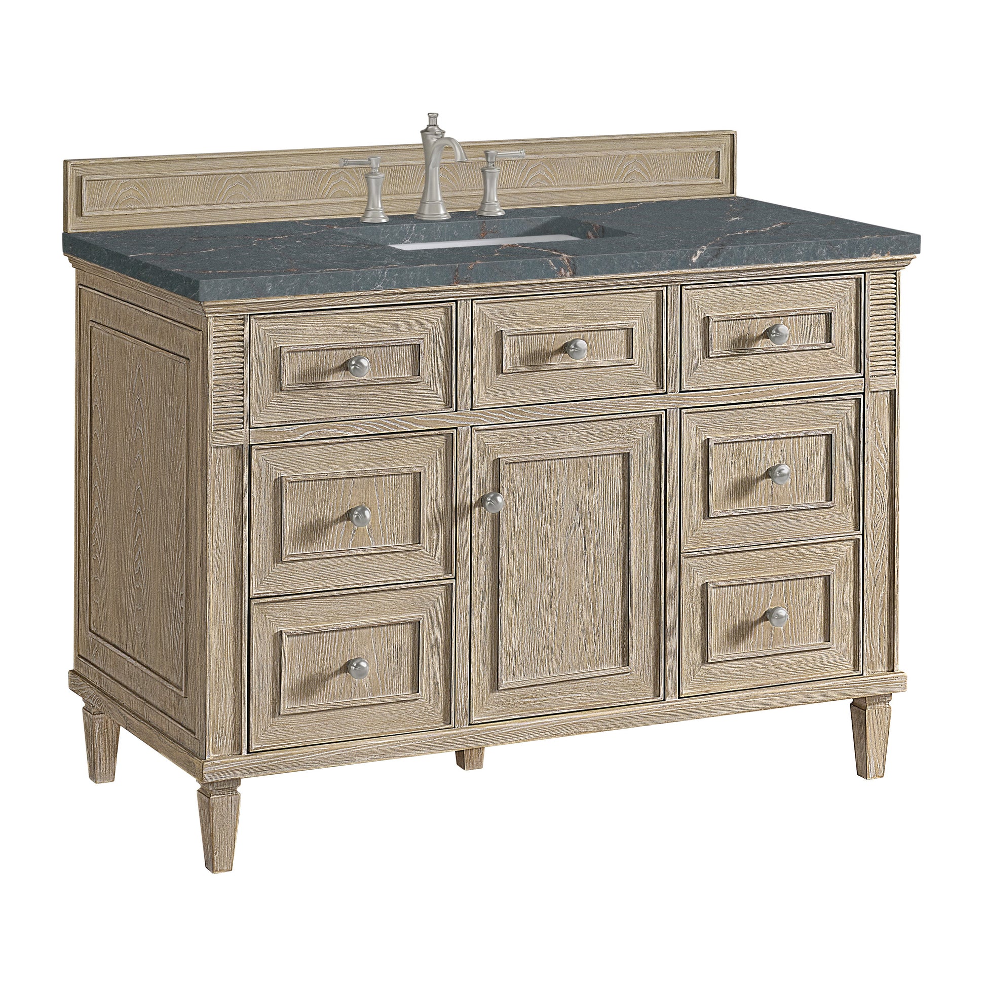 James Martin Vanities Lorelai 48" Whitewashed Oak Single Vanity With 3 CM Parisien Bleu Quartz Top