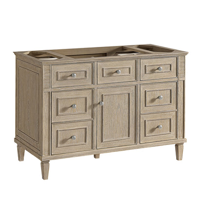 James Martin Vanities Lorelai 48" Whitewashed Oak Single Vanity With 3 CM White Zeus Quartz Top