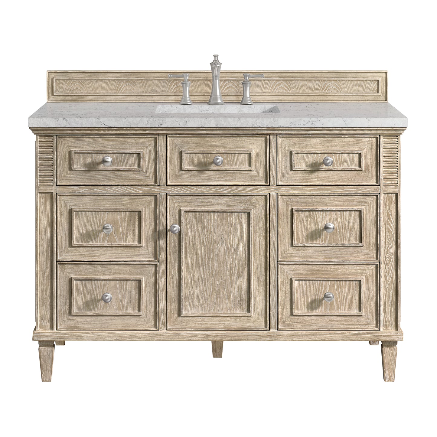 James Martin Vanities Lorelai 48" Whitewashed Oak Single Vanity With 3 cm Eternal Jasmine Pearl Silestone Top and FreePower Wireless Charger