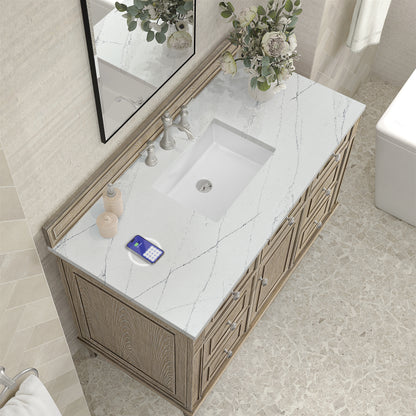 James Martin Vanities Lorelai 48" Whitewashed Oak Single Vanity With 3 cm Ethereal Noctis Silestone Top and FreePower Wireless Charger
