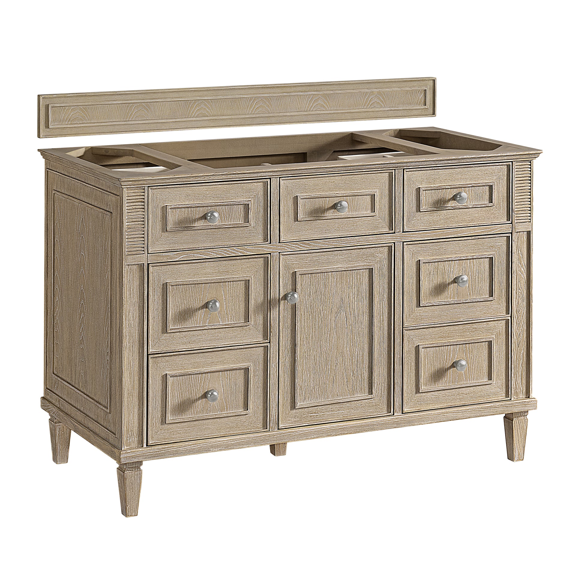 James Martin Vanities Lorelai 48" Whitewashed Oak Single Vanity With 3 cm Ethereal Noctis Silestone Top and FreePower Wireless Charger