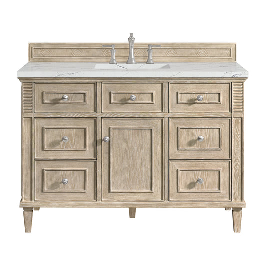 James Martin Vanities Lorelai 48" Whitewashed Oak Single Vanity With 3 cm Ethereal Noctis Silestone Top and FreePower Wireless Charger