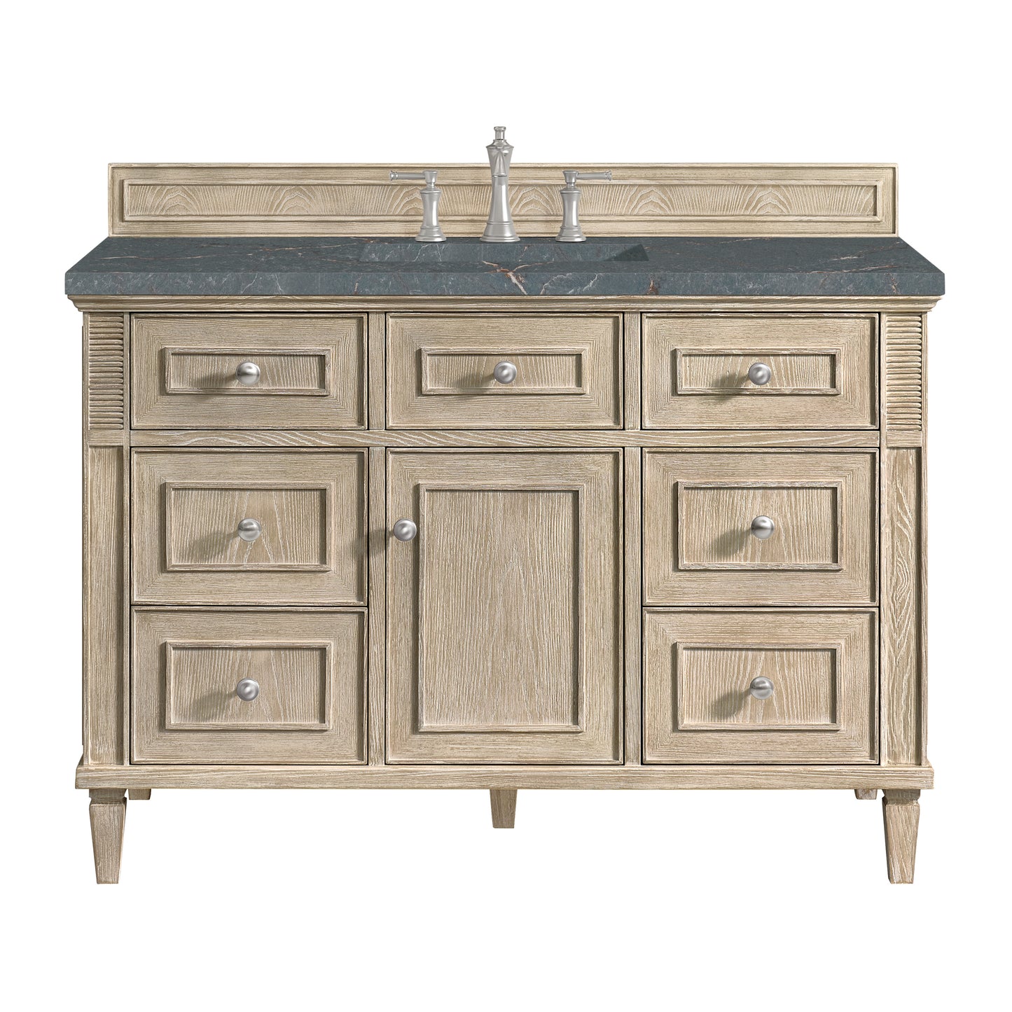 James Martin Vanities Lorelai 48" Whitewashed Oak Single Vanity With 3 cm Parisien Bleu Silestone Top and FreePower Wireless Charger