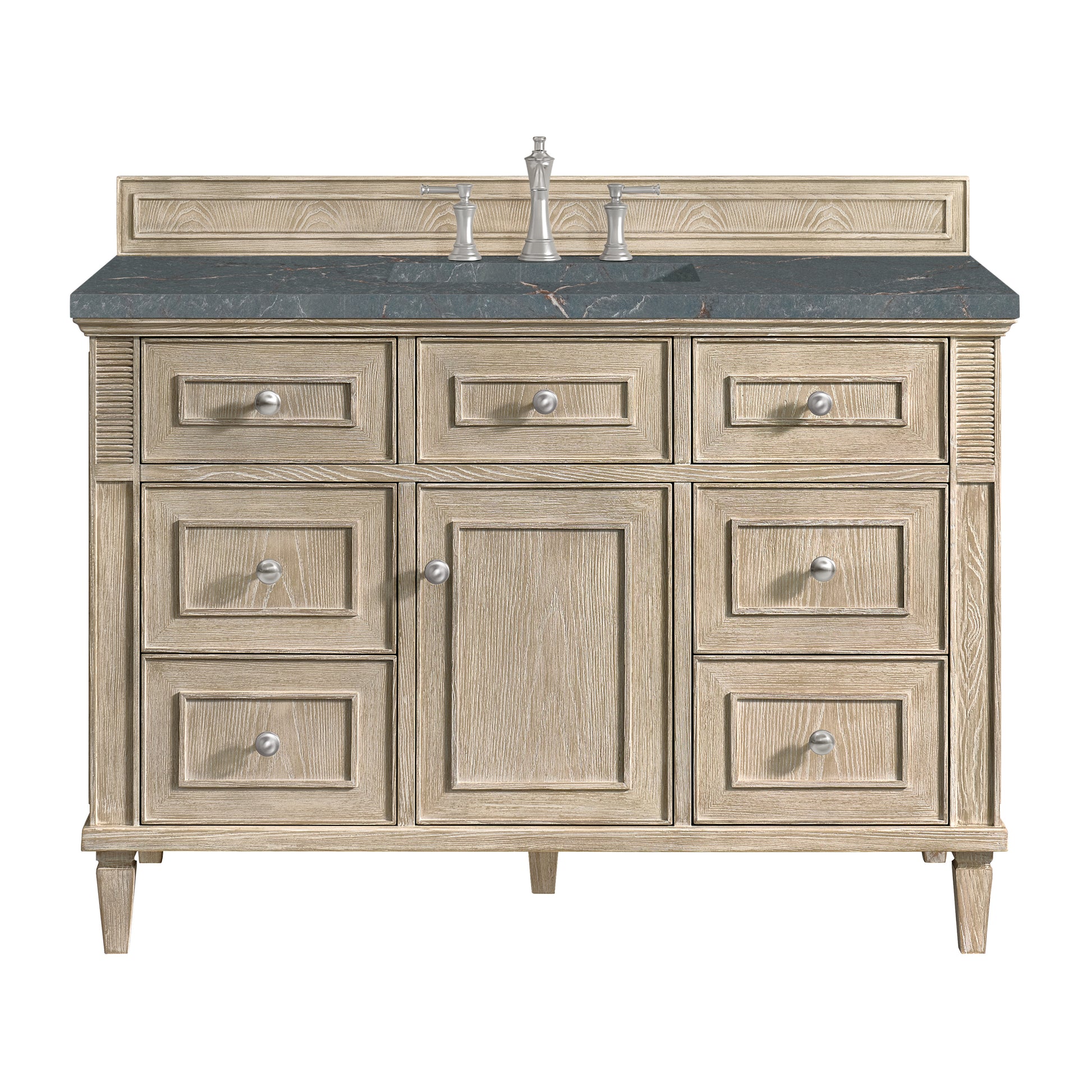 James Martin Vanities Lorelai 48" Whitewashed Oak Single Vanity With 3 cm Parisien Bleu Silestone Top and FreePower Wireless Charger