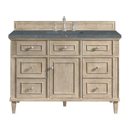 James Martin Vanities Lorelai 48" Whitewashed Oak Single Vanity With 3 cm Parisien Bleu Silestone Top and FreePower Wireless Charger