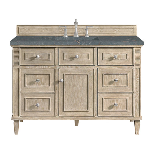 James Martin Vanities Lorelai 48" Whitewashed Oak Single Vanity With 3 cm Parisien Bleu Silestone Top and FreePower Wireless Charger