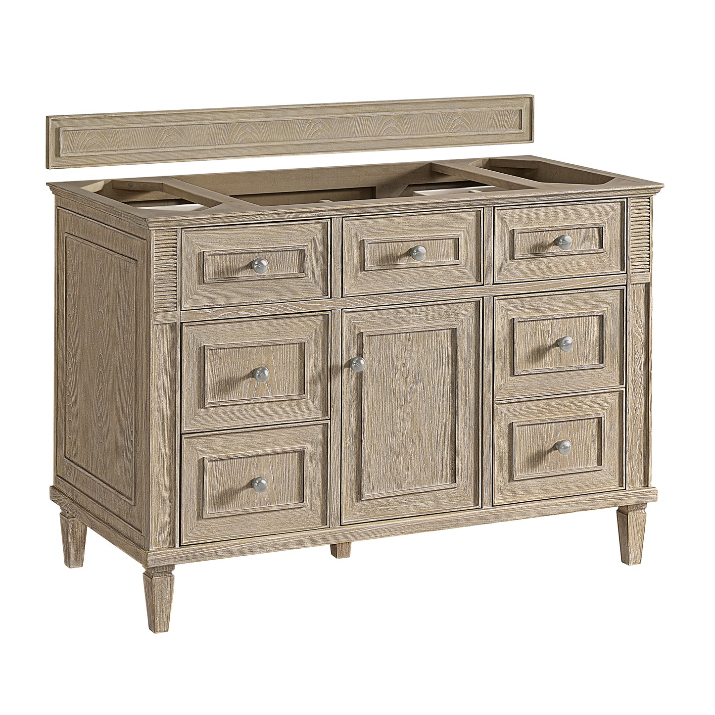 James Martin Vanities Lorelai 48" Whitewashed Oak Single Vanity With 3 cm Victorian Silver Silestone Top and FreePower Wireless Charger