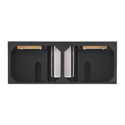 James Martin Vanities Lorelai 60" Black Onyx Double Vanity With 3 CM Arctic Fall Solid Surface Top