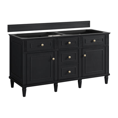 James Martin Vanities Lorelai 60" Black Onyx Double Vanity With 3 CM Carrara White Marble Top