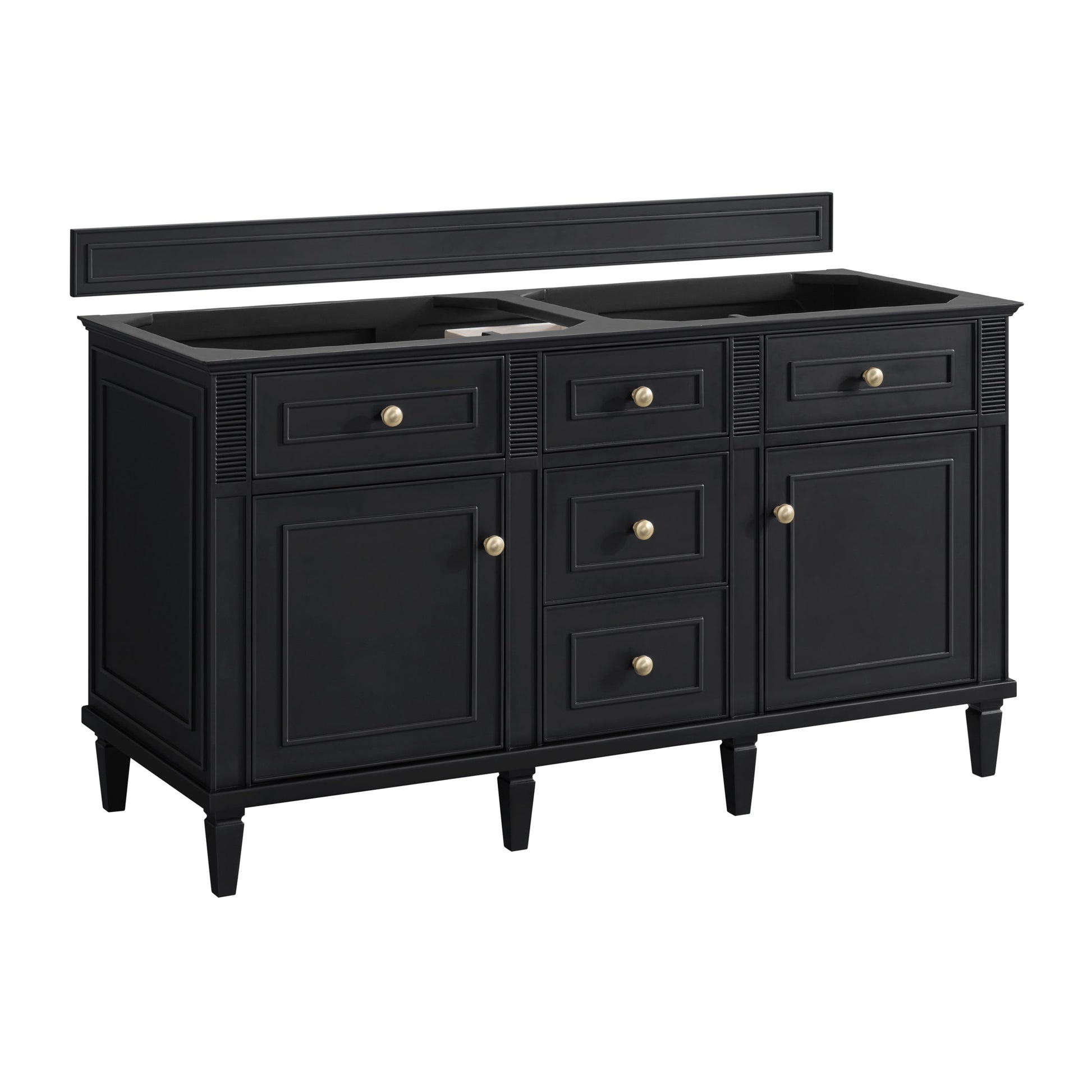 James Martin Vanities Lorelai 60" Black Onyx Double Vanity With 3 CM Charcoal Soapstone Quartz Top