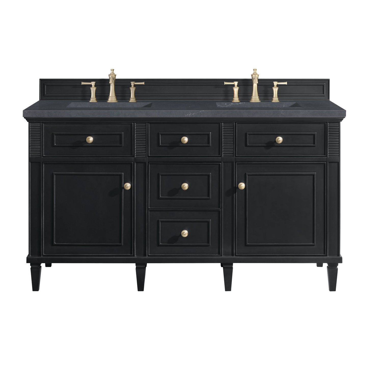 James Martin Vanities Lorelai 60" Black Onyx Double Vanity With 3 CM Charcoal Soapstone Quartz Top