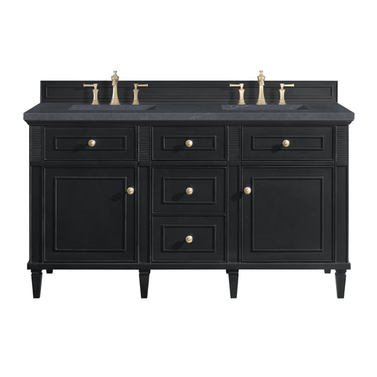 James Martin Vanities Lorelai 60" Black Onyx Double Vanity With 3 CM Charcoal Soapstone Quartz Top