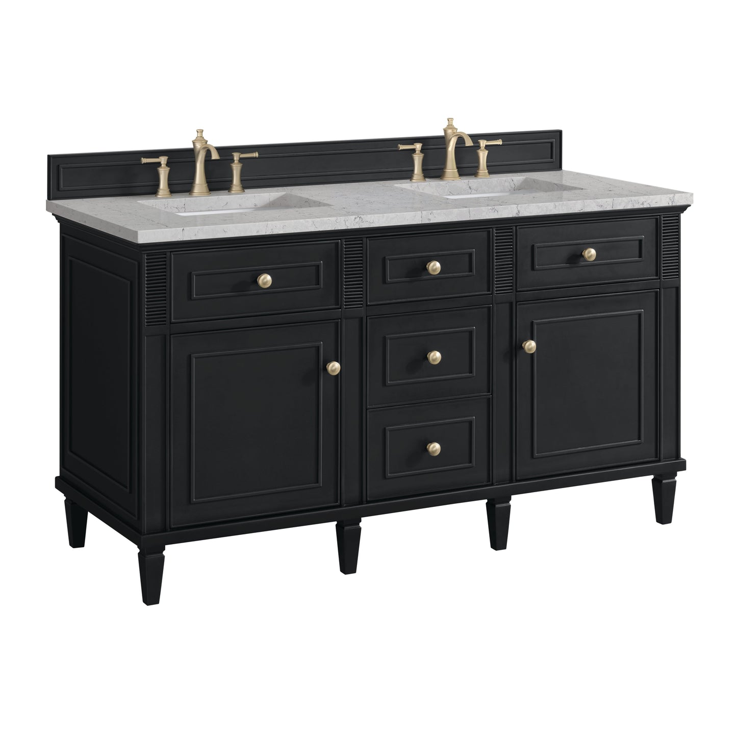 James Martin Vanities Lorelai 60" Black Onyx Double Vanity With 3 CM Eternal Jasmine Pearl Quartz Top