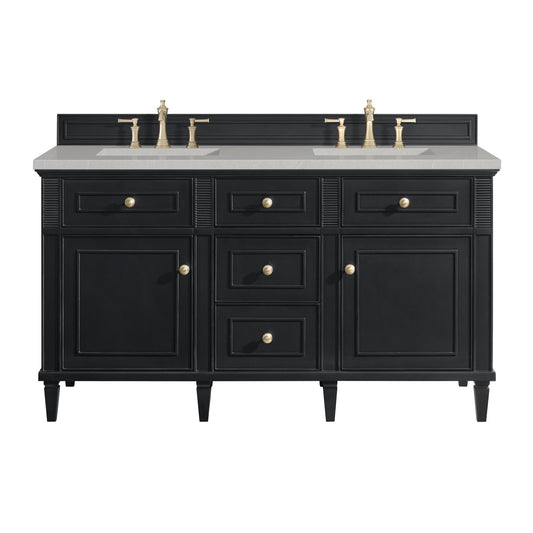 James Martin Vanities Lorelai 60" Black Onyx Double Vanity With 3 CM Eternal Serena Quartz Top