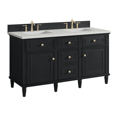 James Martin Vanities Lorelai 60" Black Onyx Double Vanity With 3 CM Lime Delight Quartz Top