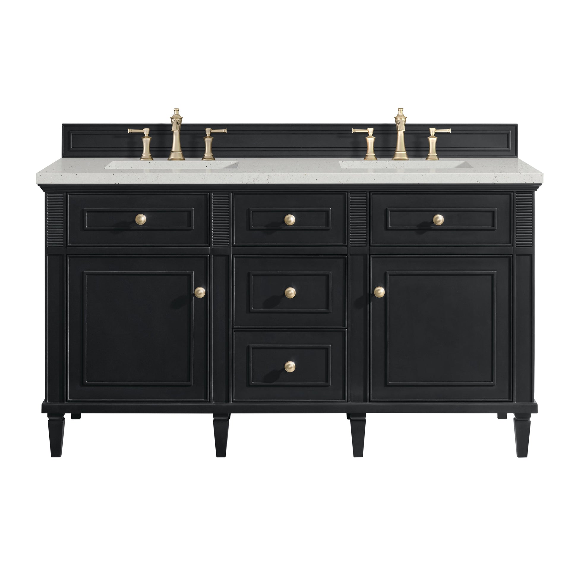 James Martin Vanities Lorelai 60" Black Onyx Double Vanity With 3 CM Lime Delight Quartz Top