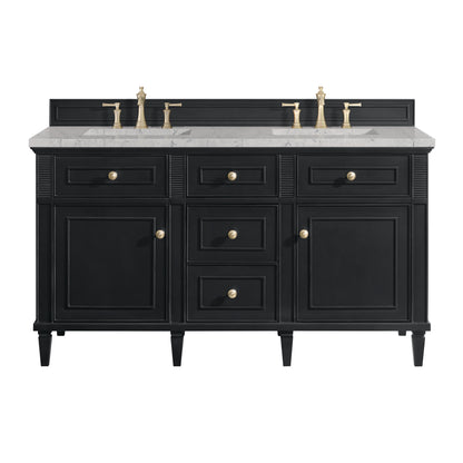 James Martin Vanities Lorelai 60" Black Onyx Double Vanity With 3 cm Eternal Jasmine Pearl Silestone Top and FreePower Wireless Charger