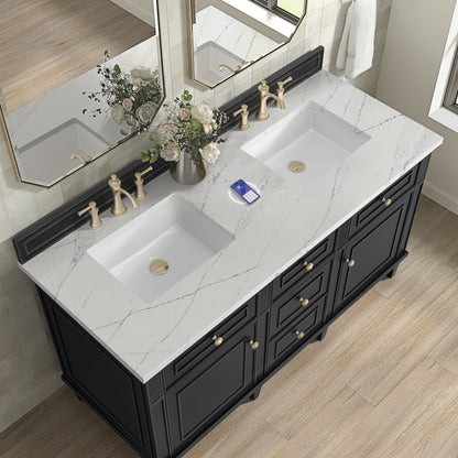James Martin Vanities Lorelai 60" Black Onyx Double Vanity With 3 cm Ethereal Noctis Silestone Top and FreePower Wireless Charger