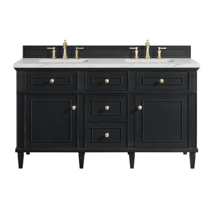 James Martin Vanities Lorelai 60" Black Onyx Double Vanity With 3 cm Ethereal Noctis Silestone Top and FreePower Wireless Charger