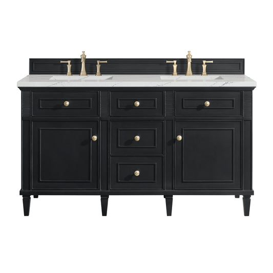 James Martin Vanities Lorelai 60" Black Onyx Double Vanity With 3 cm Ethereal Noctis Silestone Top and FreePower Wireless Charger