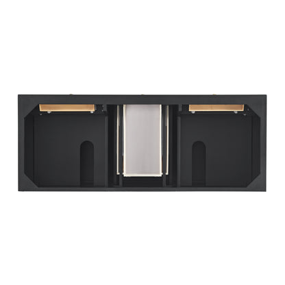 James Martin Vanities Lorelai 60" Black Onyx Double Vanity With 3 cm Victorian Silver Silestone Top and FreePower Wireless Charger