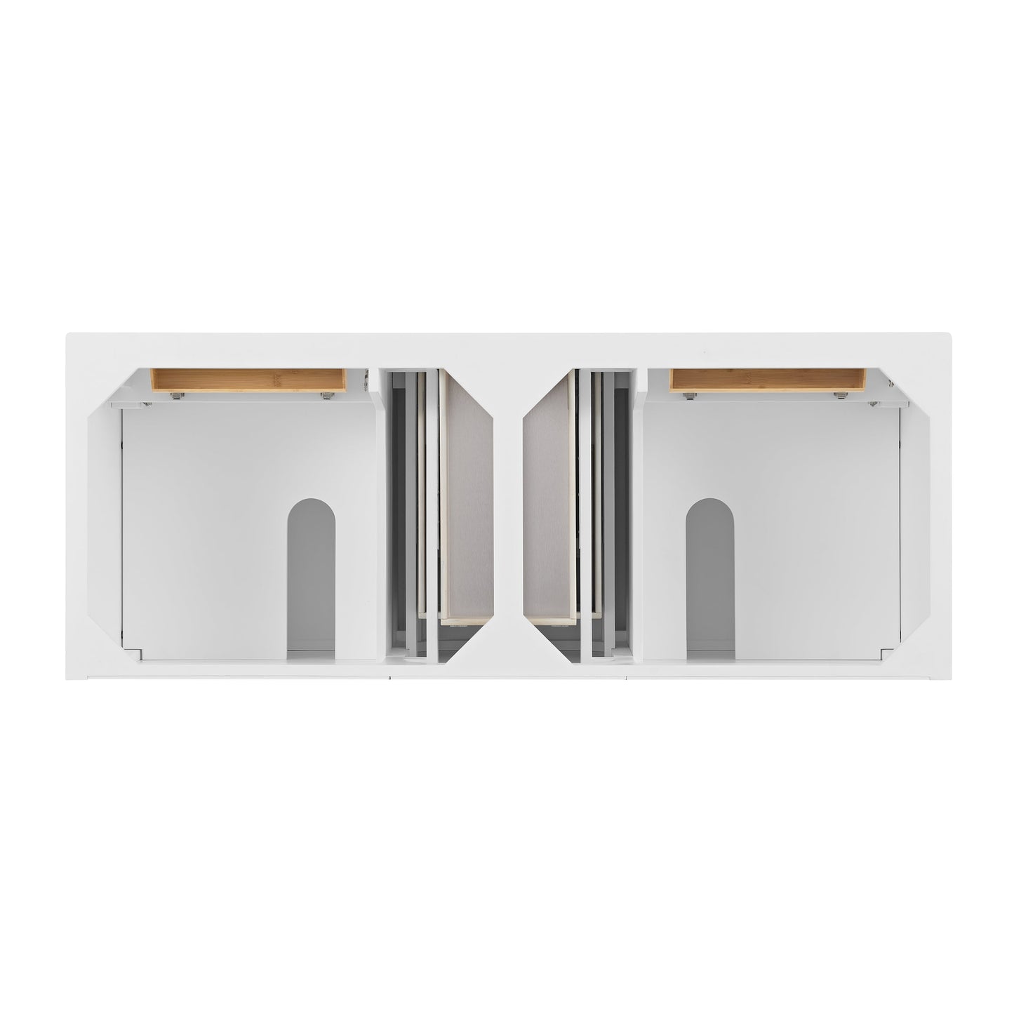 James Martin Vanities Lorelai 60" Bright White Double Vanity With 3 CM Arctic Fall Solid Surface Top