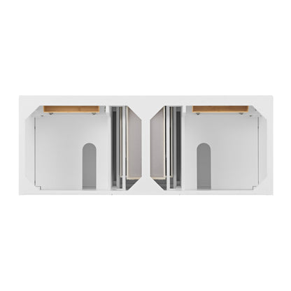 James Martin Vanities Lorelai 60" Bright White Double Vanity With 3 CM Carrara White Marble Top