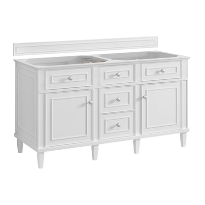 James Martin Vanities Lorelai 60" Bright White Double Vanity With 3 CM Eternal Serena Quartz Top