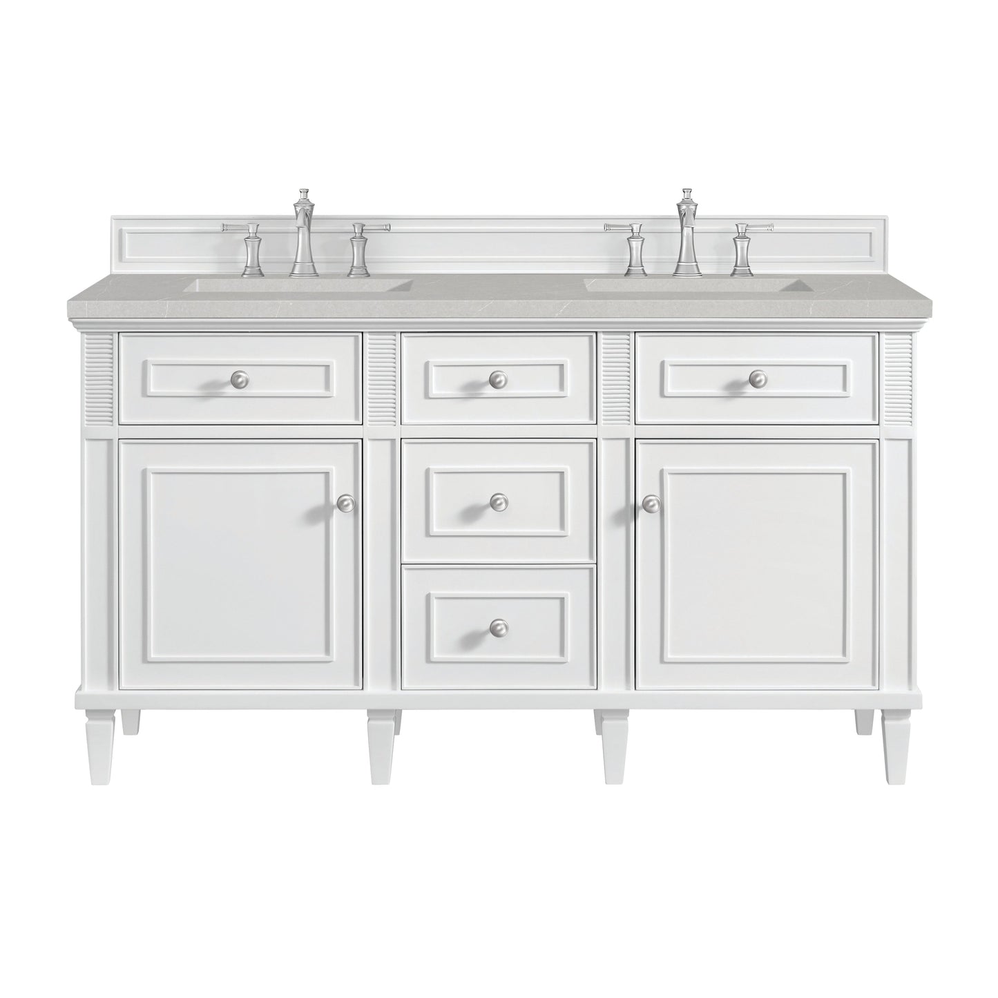 James Martin Vanities Lorelai 60" Bright White Double Vanity With 3 CM Eternal Serena Quartz Top