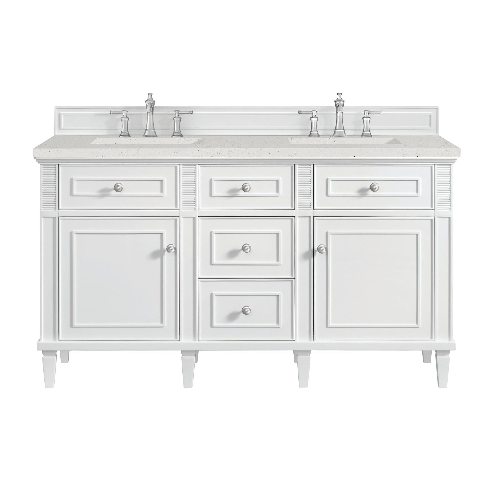 James Martin Vanities Lorelai 60" Bright White Double Vanity With 3 CM Lime Delight Quartz Top