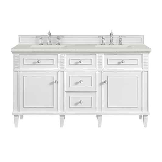 James Martin Vanities Lorelai 60" Bright White Double Vanity With 3 CM Lime Delight Quartz Top