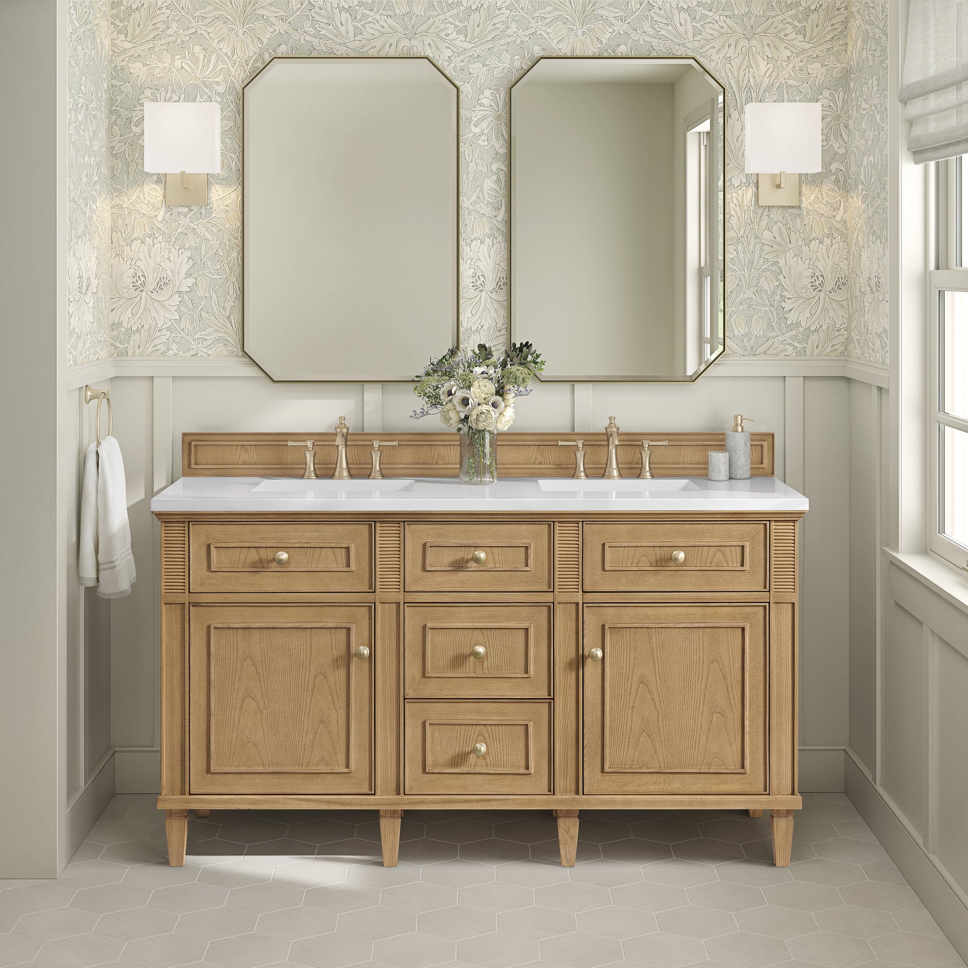 James Martin Vanities Lorelai 60" Light Natural Oak Double Vanity