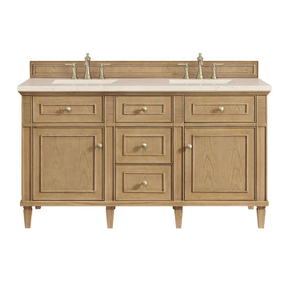 James Martin Vanities Lorelai 60" Light Natural Oak Double Vanity With 3 CM Eternal Marfil Quartz Top