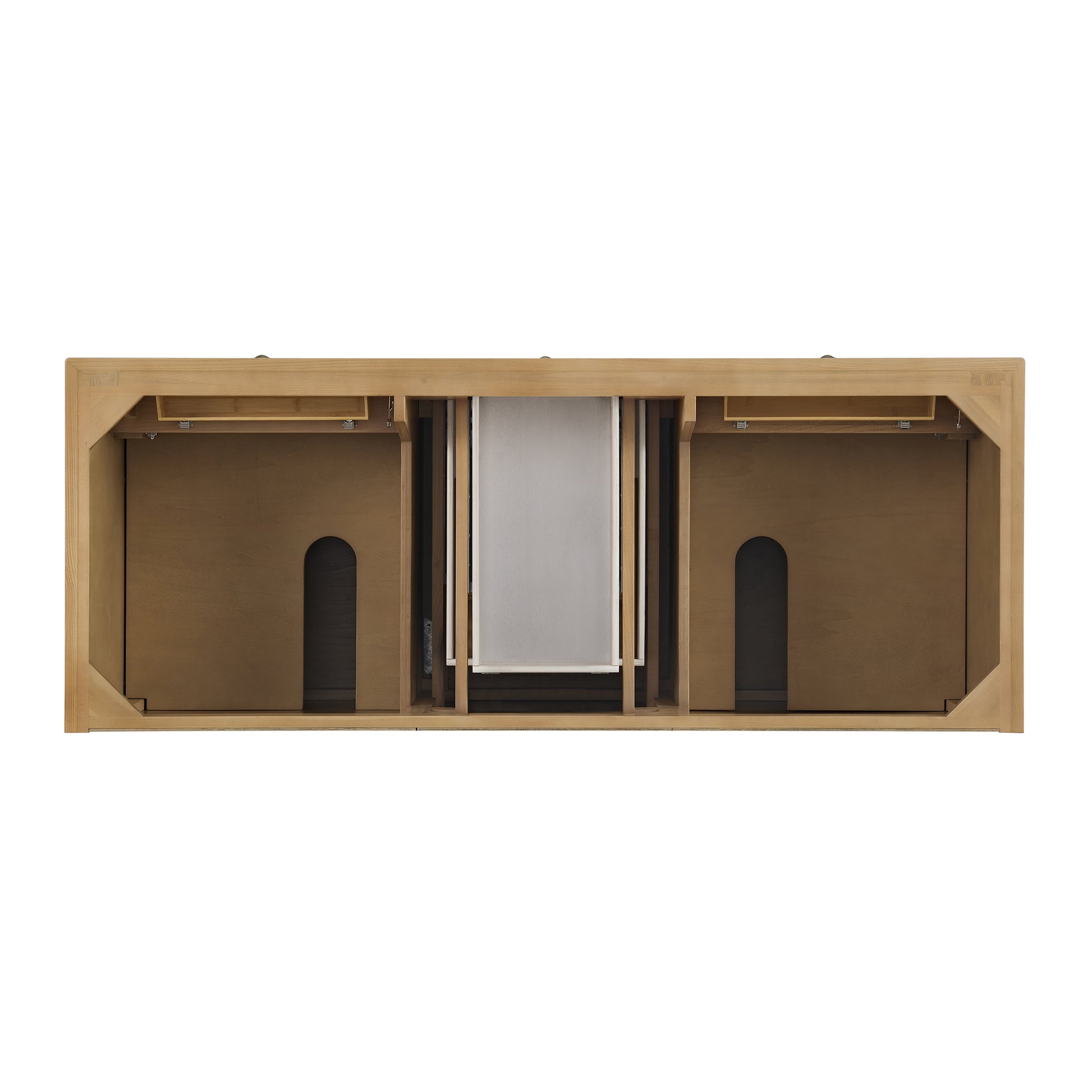 James Martin Vanities Lorelai 60" Light Natural Oak Double Vanity With 3 cm Ethereal Noctis Silestone Top and FreePower Wireless Charger