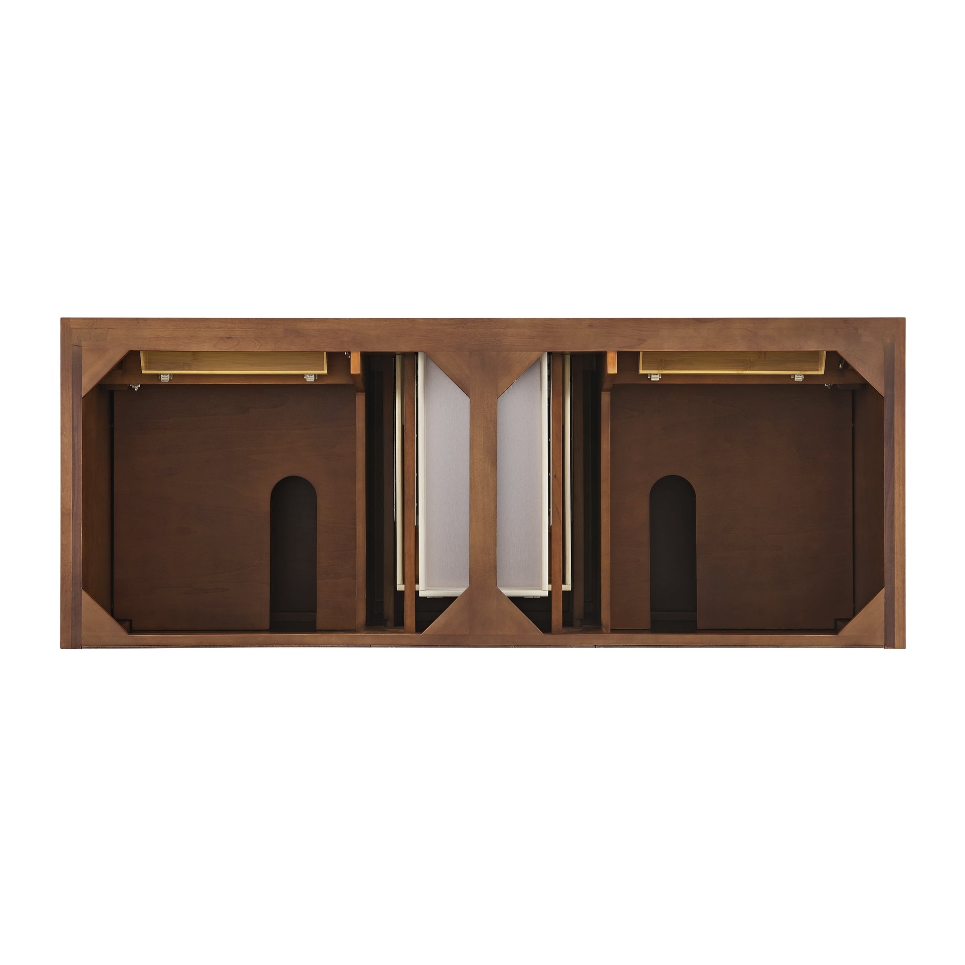 James Martin Vanities Lorelai 60" Mid-Century Walnut Double Vanity With 3 CM Arctic Fall Solid Surface Top