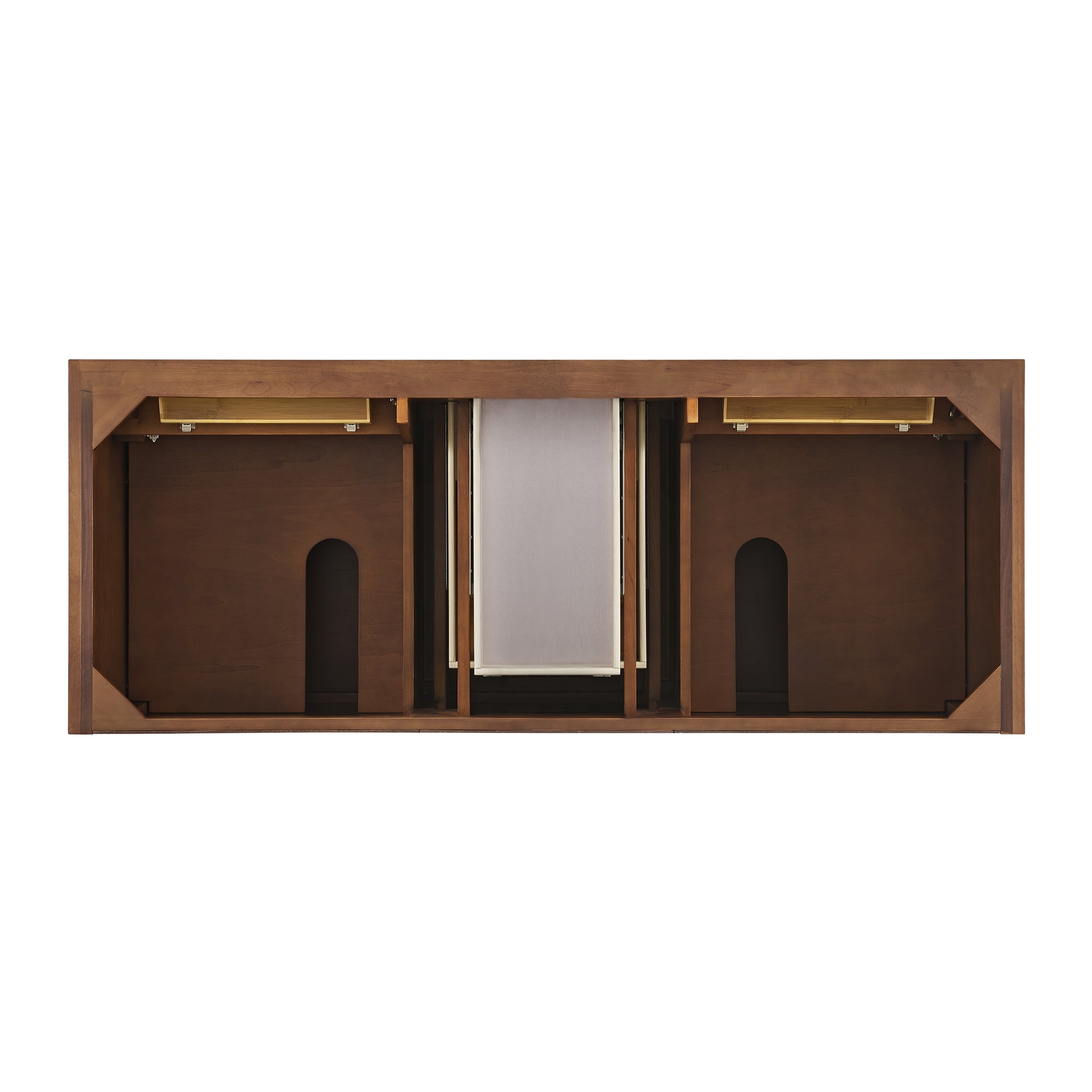 James Martin Vanities Lorelai 60" Mid-Century Walnut Double Vanity With 3 cm Eternal Jasmine Pearl Silestone Top and FreePower Wireless Charger