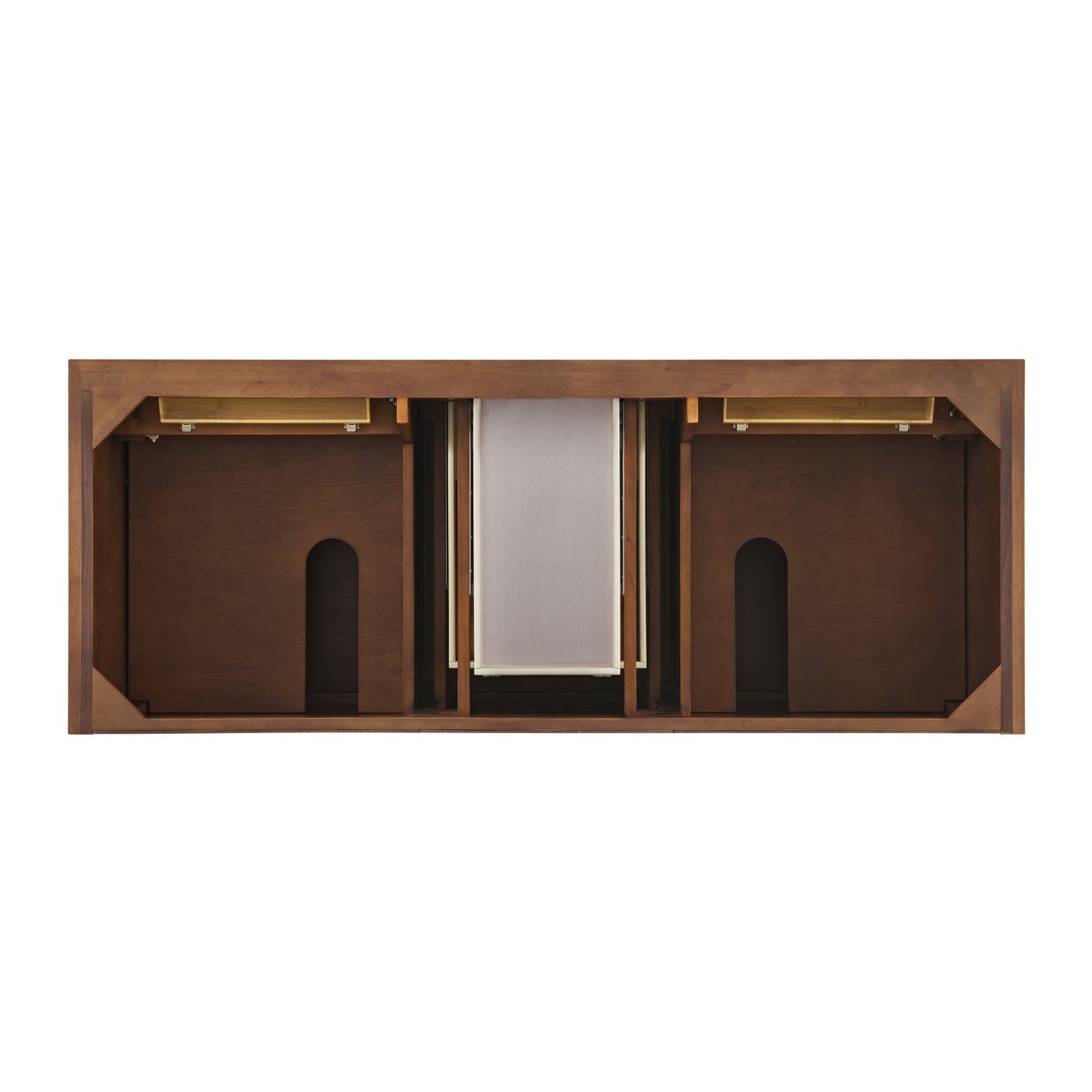 James Martin Vanities Lorelai 60" Mid-Century Walnut Double Vanity With 3 cm Ethereal Noctis Silestone Top and FreePower Wireless Charger