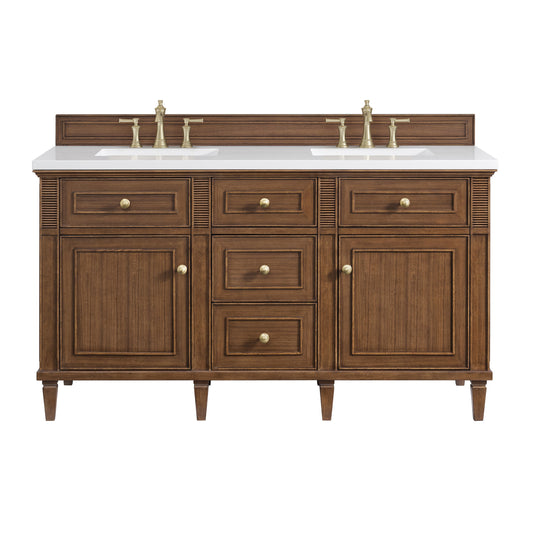 James Martin Vanities Lorelai 60" Mid-Century Walnut Double Vanity