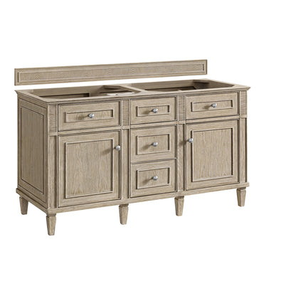 James Martin Vanities Lorelai 60" Whitewashed Oak Double Vanity With 3 CM Eternal Jasmine Pearl Quartz Top